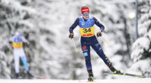 Katharina Hennig aus Deutschland während des 10-km-Freistilrennens der Frauen beim FIS-Langlauf-Weltcup in Lillehammer in Aktion. Foto: epa/Fredrik Varfjell