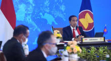 Der indonesische Präsident bei der Teilnahme am virtuellen ASEAN-Gipfel in Bogor. Foto: epa/Lukas/indonesischer PrÄsidentenpa