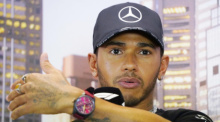 Lewis Hamilton aus Großbritannien (Mercedes GP) während einer Pressekonferenz. Foto: epa/Michael Dodge