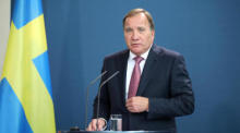 Der schwedische Premierminister Stefan Loefven gibt eine Pressekonferenz. Foto: epa/Mika Schmidt / Pool