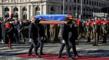Staatsbegräbnis für den verstorbenen EU-Parlamentspräsidenten David Sassoli. Foto: epa/Alessandro Di Meo