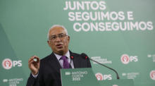 Der Generalsekretär der Sozialistischen Partei Portugals, Antonio Costa, hält eine Rede während einer Wahlkampfveranstaltung in Machico. Foto: epa/Homem De Gouveia