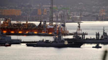 Die Fregatte Blas de Lezo verlässt den Hafen, um an einer NATO-Mission teilzunehmen. Foto: epa/Kiko Delgado