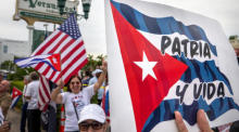 Kundgebung in Miami zur Unterstützung der bevorstehenden Proteste in Kuba. Foto: epa/Cristobal Herrera-ulashkevich