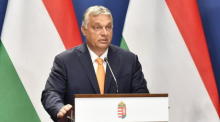 Der Ungarische Premierminister Viktor Orban spricht während einer gemeinsamen Pressekonferenz. Foto: epa/Zoltan Mathe