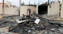 Nach dem Brand des iranischen Konsulats in der irakischen Stadt Nadschaf während der Anti-Regierungs-Proteste. Foto: epa/Ali Al-mumen