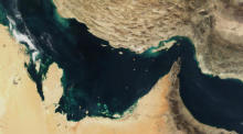 Der Persische Golf, die Straße von Hormus und der Golf von Oman in einer undatierten, von der NASA zur Verfügung gestellten, Satellitenaufnahme. Foto: -/The Visible Earth/NASA/dpa