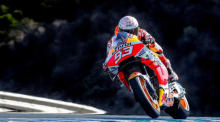 Marc Marquez, spanischer MotoGP-Pilot des Repsol Honda-Teams, im Einsatz bei einem freien Training vor Spanien. Foto: epa/Roman Rios