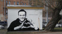 Graffiti mit dem Bild des inhaftierten russischen Oppositionspolitikers Alexej Nawalny und der Aufschrift 