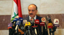 Syrischer Innenminister Mohammad Rahmoun spricht während einer Pressekonferenz in Damaskus. Foto: epa/Youssef Badawi