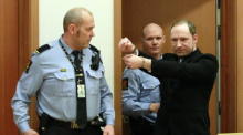Haftanhörung für den geständigen Terroristen Anders Behring Breivik in Oslo. Foto: epa/Heiko Junge