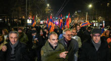 Protest der armenischen Opposition in Eriwan. Foto: epa/Narek Aleksanyan