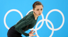 Eiskunstlauf im Hauptstadt-Hallenstadion, Kamila Walijewa vom Russischen Olympischen Komitee trainiert. Foto: Valery Sharifulin