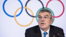Der deutsche Präsident des Internationalen Olympischen Komitees (IOC), Thomas Bach, spricht während einer Pressekonferenz. Foto: epa/Jean-christophe Bott