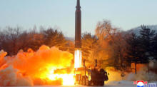 Laut Nordkorea handelt es sich um eine Hyperschallrakete, die von der Akademie für Verteidigungswissenschaften der DVRK getestet wurde. Foto: epa/Kcna