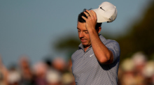 US-Masters, Einzel, Männer, 3. Runde. Rory McIlroy aus Nordirland geht nach der dritten Runde vom Grün. Foto: Matt Slocum/Ap/dpa