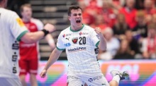 Handballspieler der Füchse Berlin jubelt nach einem Treffer in der EHF Champions League. Archivfoto: epa/Bo Amstrup