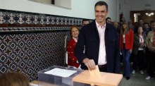 Der spanische Premierminister Pedro Sanchez nimmt an den Kommunal- und Regionalwahlen teil. Foto: epa/J.j.guillen