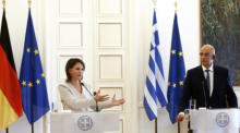 Der deutsche Außenminister Baerbock besucht Athen. Foto: epa/Yannis Kolesidis