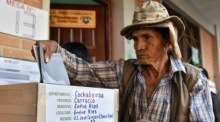 Ein Wähler gibt in Entre Rios seine Stimme bei den bolivianischen Parlaments- und Präsidentschaftswahlen ab. Foto: epa/Jorge Abrego
