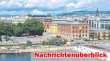 Sommerlicher Blick vom Opernhaus auf die Innenstadt von Oslo mit bunten Fassaden, der Sparebank und dem alten Børsen-Gebäude im Hintergrund. Foto: Unsplash/Darya Tryfanava
