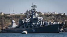 Das Flaggschiff der russischen Marine, der Raketenkreuzer 