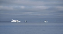 In Horvik wird das Passagierschiff Marco Polo aus dem Wasser gezogen. Foto: epa/Ola Torkelsson Schweden Out