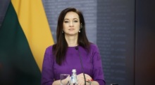 Die litauische Ministerpräsidentin Inga Ruginiene nimmt an einer Pressekonferenz teil. Foto: epa/Toms Kalnins