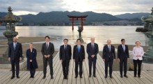 G7-Gipfel in Hiroshima Besuch des Itsukushima-Schreins. Foto: epa/G7 Hiroshima-gipfel Gastgeber / Handout