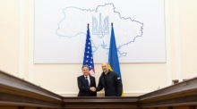 Der amerikanische Außenminister Antony Blinken besucht Kiew. Foto: epa/Chuck Kennedy