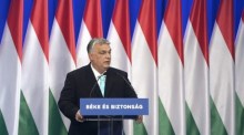 Der ungarische Ministerpräsident Viktor Orban hält seine jährliche Rede zur Lage der Nation" im Varkert-Basar-Konferenzsaal in Budapest. Foto: epa/Szilard Koszticsak
