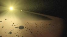 Diese undatierte künstlerische Darstellung zeigt den Asteroidengürtel und die Sonne unseres Sonnensystems. Foto: -NASA/Jpl-caltech/dpa
