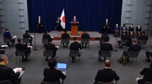Pressekonferenz des japanischen Premierministers Kishida in Tokio. Foto: epa/David Mareuil / Pool