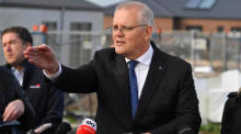 Australischer Premierminister Scott Morrison im Sitz von Corangamite. Foto: epa/Mick Tsikas