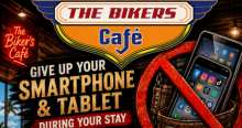 Wer das Smartphone beiseitelegt, erhält 20 Prozent auf alle Menüs. Foto: The Bikers Café Thailand