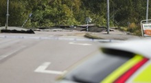 Ein Blick auf die Schäden an der E6 bei Stenungsund. Foto: epa/Adam Ihse