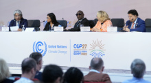 Svenja Schulze (SPD), Bundesministerin für wirtschaftliche Zusammenarbeit und Entwicklung, während einer Sitzung auf dem UN-Klimagipfel COP27. Foto: Peter Dejong
