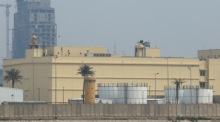 Blick auf das Gelände der US-Botschaft in Bagdad nach einem gemeldeten Raketenangriff während der militärischen Spannungen zwischen den USA, Israel und Iran. Foto: EPA/Ceerwan Aziz