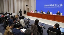 Auf der Pressekonferenz wurden die allgemeinen Fortschritte bei den Vorbereitungen für die Olympischen und Paralympischen Winterspiele 2022 in Peking vorgestellt. Foto: epa/Wu Hong