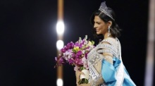 Die Miss Nicaragua Sheynnis Palacios reagiert auf ihre Krönung zur Miss Universe. Foto: epa/Rodrigo Sura