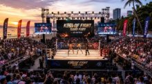 Am Pattaya Beach soll die „Sand Fury Arena“ zur Bühne für Muay Thai werden und zahlreiche Besucher aus dem In- und Ausland anziehen.      Bild: KI-generiert