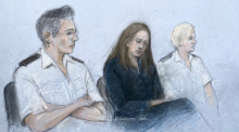 Diese bisher unveröffentlichte Gerichtszeichnung vom 10.08.23 zeigt eine Krankenschwester (M) während des Prozesses am Manchester Crown Court zuhört. Foto: Elizabeth Cook/Pa Wire/dpa
