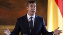 Der paraguayische Präsident Santiago Pena spricht auf einer Pressekonferenz im Lopez-Palast in Asuncion. Foto: epa/Juan Pablo Pino