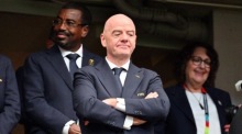 FIFA-Präsident Gianni Infantino verfolgt das WM-Achtelfinale zwischen Kanada und Marokko in Houston. Foto: Sam Wasson/epa