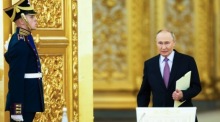 Russischer Präsident Wladimir Putin (R) in Moskau. Foto: epa/Dmitry Astakhov