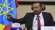 Der äthiopische Premierminister Abiy Ahmed spricht während einer Fragestunde im Parlament in Addis Abeba. Foto: epa/Str