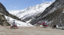 Der Hubschrauberlandeplatz der Air Zermatt, der lokalen Luftrettung. Foto: epa/Dominic Steinmann