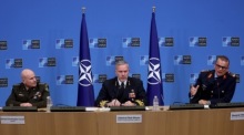 Pressekonferenz im Anschluss an das Treffen der militärischen NATO-Verteidigungschefs in Brüssel. Foto: epa/Olivier Hoslet