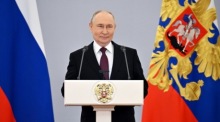 Vladimir Putin spricht im Kreml vor Absolventen russischer Militär- und Sicherheitsakademien. Foto: EPA/Yuri Kochetkov/sputnik/kremlin Pool