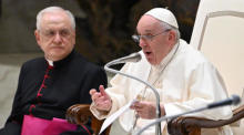 Papst Franziskus leitet die wöchentliche Generalaudienz in der Halle Paul VI. in der Vatikanstadt. Foto: epa/Ettore Ferrari